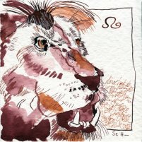 Löwe - Zeichnung von Susanne Haun - Tusche auf Bütten - 20 x 20 cm