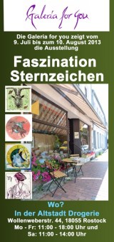 Flyer für die Sternzeichen Ausstellung in der Rostocker Altstadt Galerie (1)